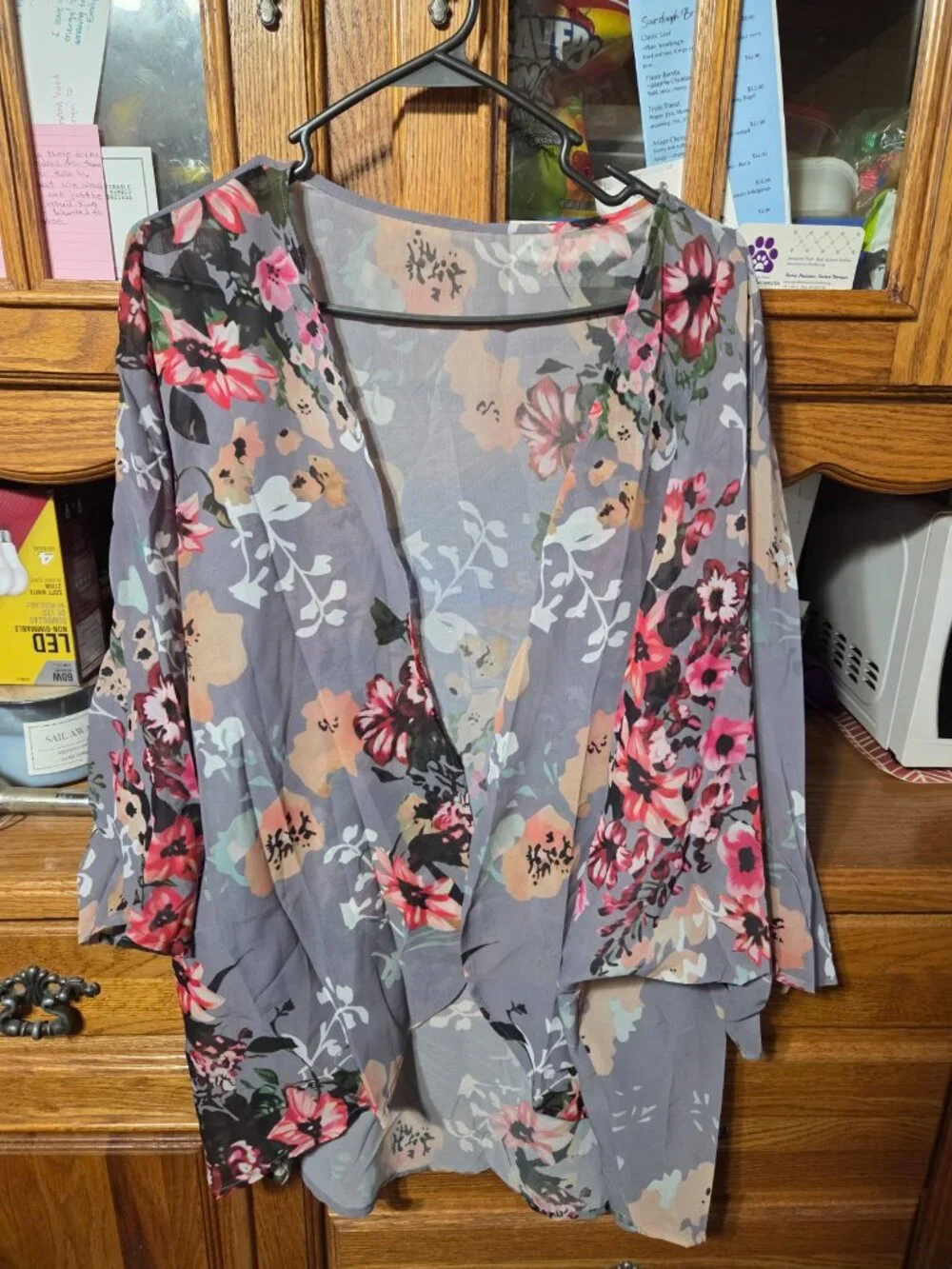 Women's 3XL Chiffon Floral Print Kimono Cover Up Blouse